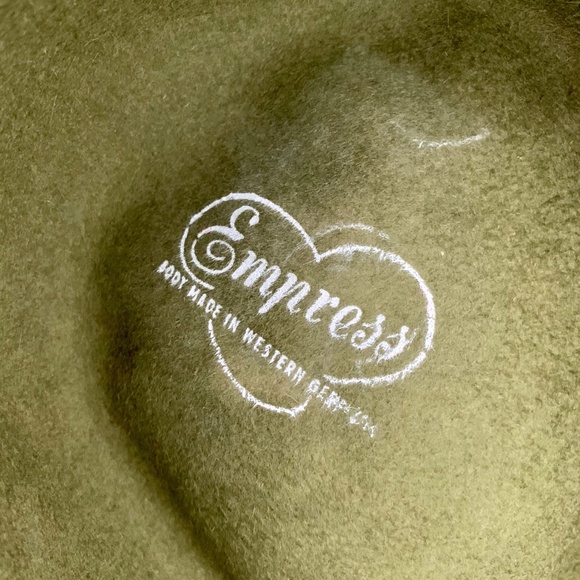 Vintage Original TOBY OF LONDON Hat Green Faux Fur Felt Feather Fedora Style - Picture 10 of 14